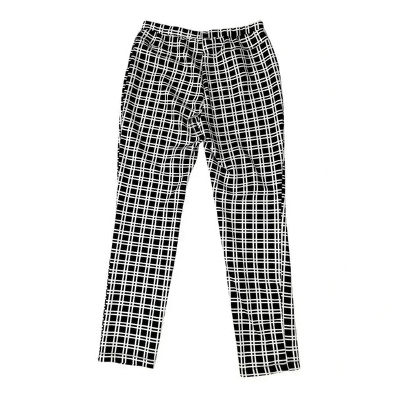 Adrienne Vittadini Women's Medium Black & White Plaid‎ Ankle Pants Casual - Picture 2 of 7